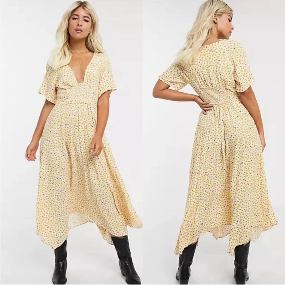 Free People In Full Bloom Midi Dress Size L - Picture 9 of 14
